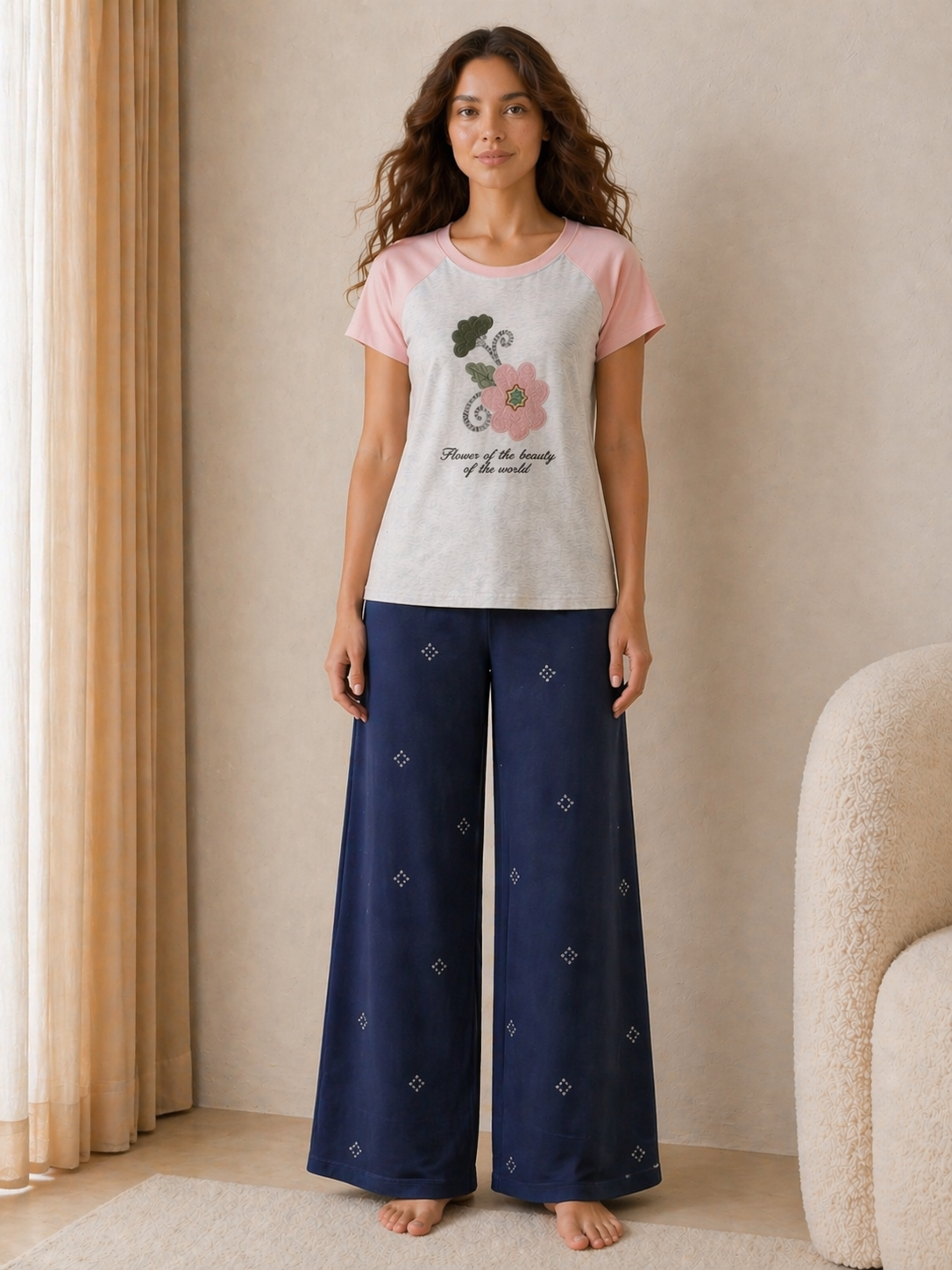GIRL-2 pc set with jean pant.*diamond decorated*.
