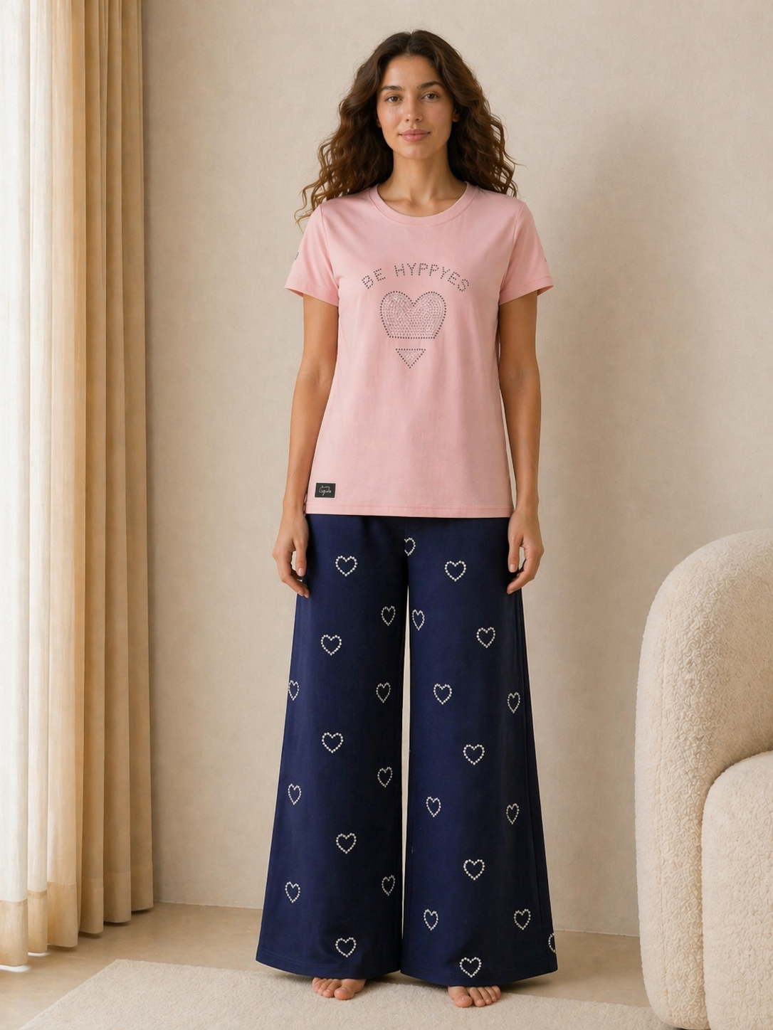 GIRL-2 pc set with jean pant.*diamond decorated*.